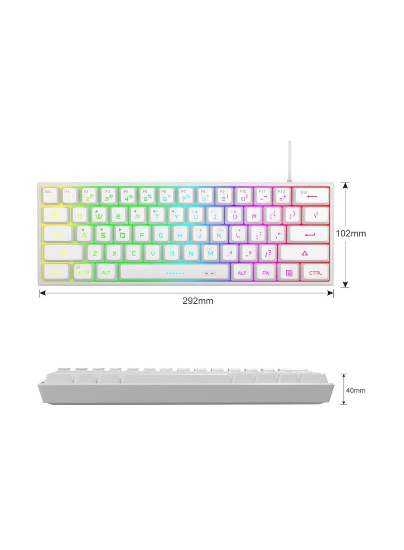 MageGee Mini 60% Gaming Keyboard, RGB Backlit 61 Key Ultra-Compact Keyboard, TS91 Ergonomic Waterproof Mechanical Feeling Office Computer Keyboard for PC, MAC, PS4, Xbox ONE Gamer(White) - Image 2