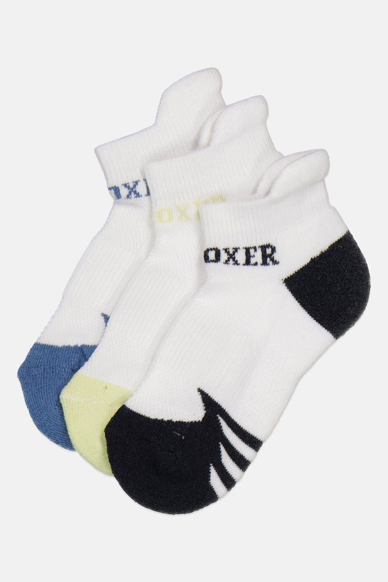 Joe Boxer Toddlers Boy 3 Pairs Brand Logo Ankle Socks, Multicolor - Image 1