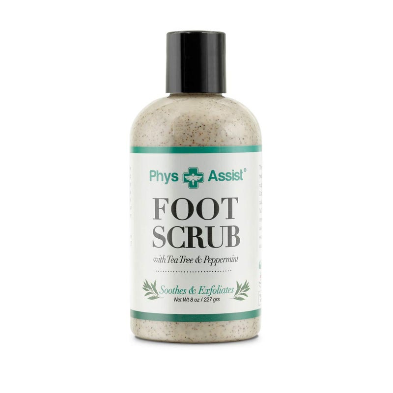 PhysAssist Foot Scrub 8 oz. with Tea Tree, Peppermint Soothes and Exfoliates Promoting a Deep Cooling Sensation Leaving Feet Feeling Calm and Refreshed. - Image 1