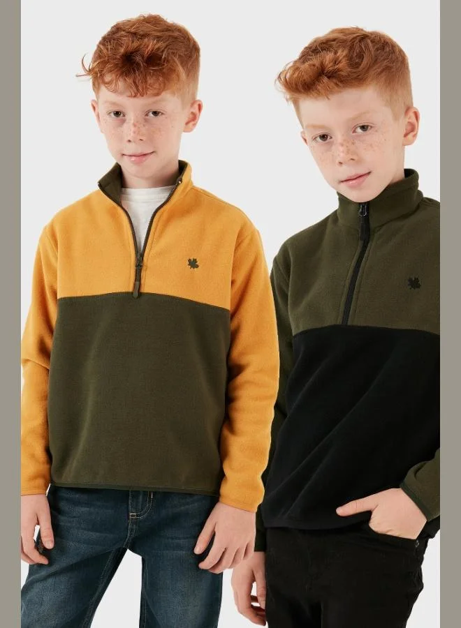 ليلا ليلا سترة قطبية للأطفال بسحاب نصفي وياقة واقفة - عبوة من قطعتين