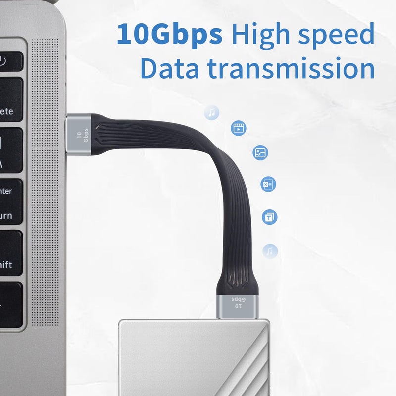 Poyiccot Short USB to USB Cable 5inch,10Gbps Type A Male to Male Cord Bi-Directional Soft Flat USB 3.0 Male to Male Charging and Data Transfer Cable USB Cord for Hard Drive, Laptop,USB 3.0 Hub - Image 2