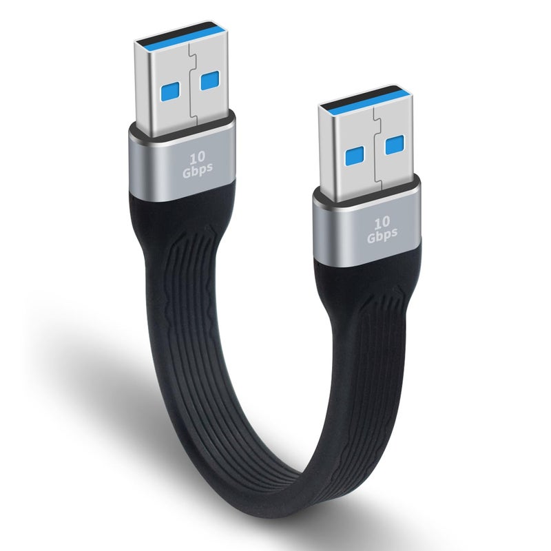 Poyiccot Short USB to USB Cable 5inch,10Gbps Type A Male to Male Cord Bi-Directional Soft Flat USB 3.0 Male to Male Charging and Data Transfer Cable USB Cord for Hard Drive, Laptop,USB 3.0 Hub - Image 1