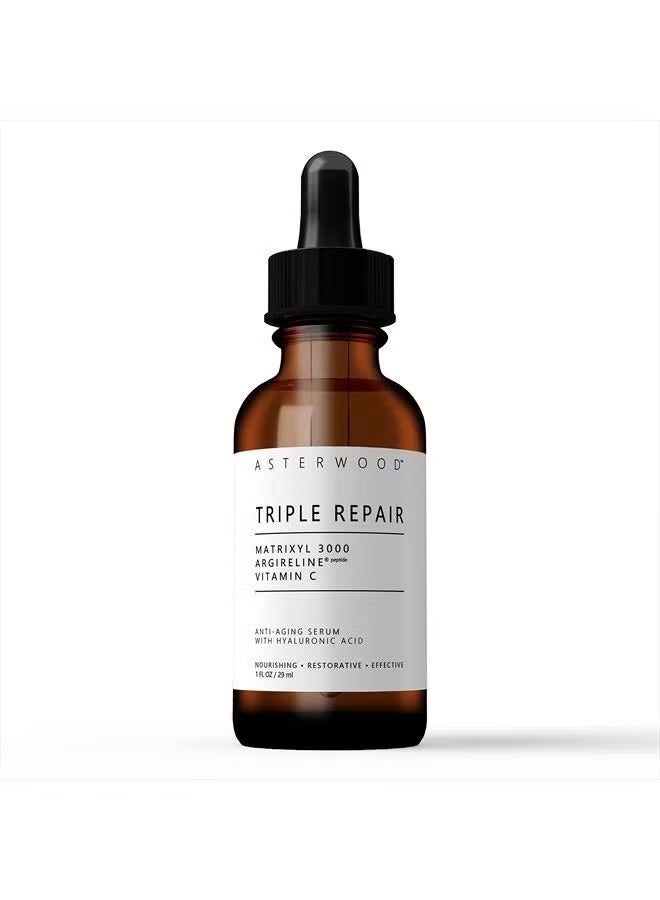 أستروود سيروم الوجه Asterwood Triple Repair Matrixyl 3000 + Argireline + حمض الهيالورونيك + فيتامين C العضوي؛ سيروم مضاد للشيخوخة، سيروم مضاد للتجاعيد، منتجات العناية بالبشرة، 29 مل/1 أونصه - Image 1