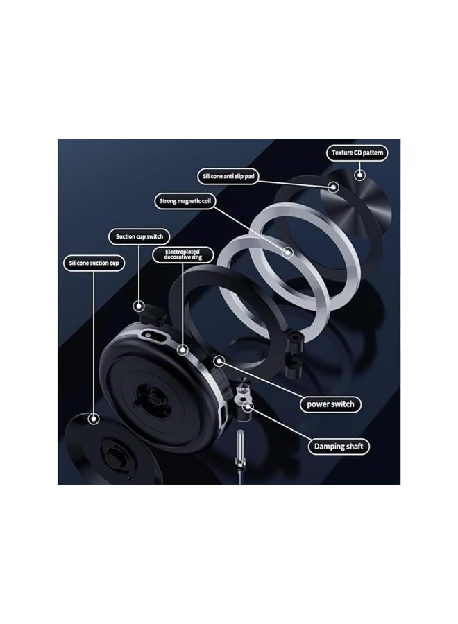 S-TOP Magnetic Car Phone Mount with Electric Vacuum Suction, 360° Rotating Universal Holder compatible with Smartphones, fits Car, Kitchen, and Mirror Surfaces (Silver) - Image 2