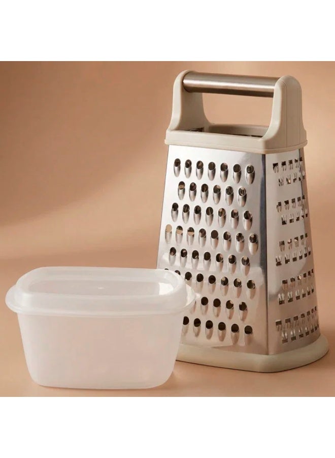 Alsaif steel grater, 4 sides, plastic box - silver - Image 1