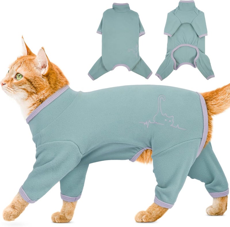 ADNIKIA Cat Pajamas for Cats Only, Sticky Hair Cat Clothes, Sphynx Hairless Cats Sweater, Recovery Suit After Surgery, Prevent Lost Hair Kitten Onesie Shirts Costumes Outfits for Pet - Image 1