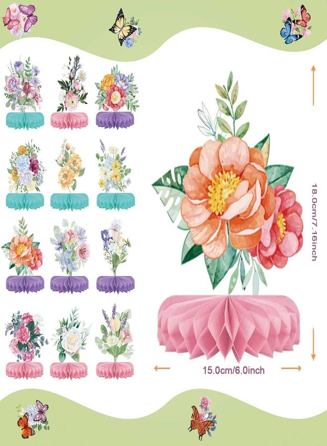 Bunhum 12 Pieces Spring Party Centerpieces for Tables Butterfly Birthday Party Decorations Spring Honeycomb Table Topper Centerpiece Spring Flower Theme Party Supplies for Birthday Baby Shower Décor - Image 3