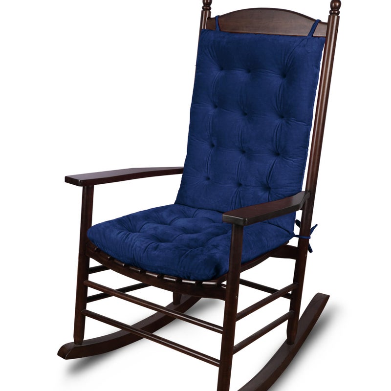 ELFJOY Rocking Chair Cushion Large Rocking Chair Pads with Ties Premium Tufted High Back and Seat Cushion 2 Piece Set Navy