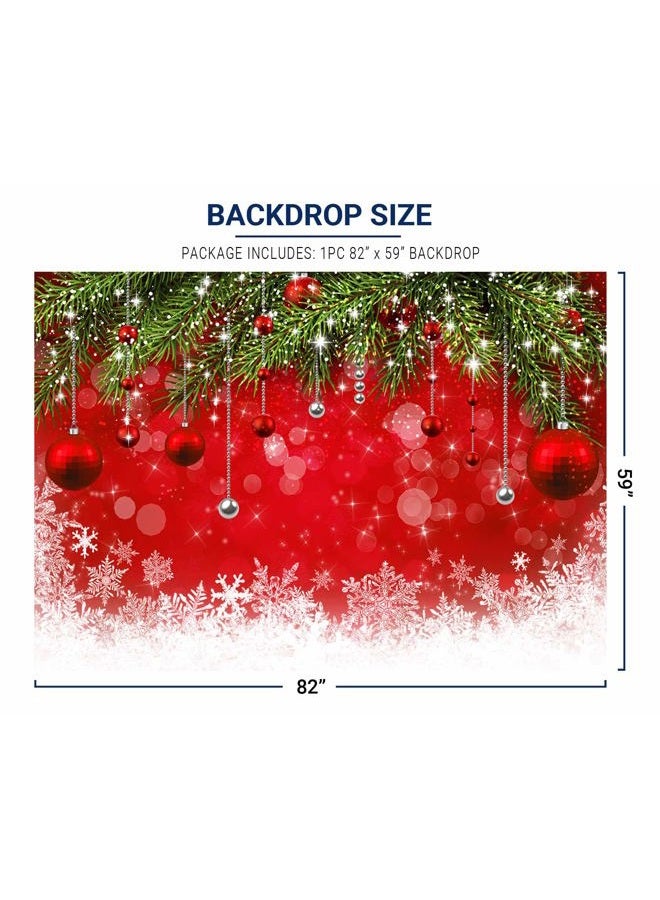 Allenjoy 7x5ft Snowflake Christmas Backdrop for Winter New Year Eve Photography Family Party Birthday Glitter Bokeh Sparkle Red Merry Xmas Background Baby Shower Decoration Photo Booth Props - Image 3