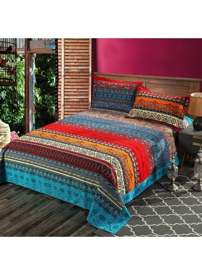 HNNSI 2 Pieces Exotic Striped Bohemia Pillow Shams, 100% Sanded Cotton Thick Boho Pillow Cases/Covers, 19" x 29" King  - Image 1