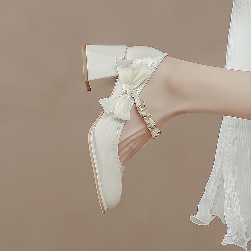 Mary Jane Women'S Shoes All-Match High Heels Not Tired Feet Small Man Round Toe Etiquette Dress French Chunky Heel Single-Layer Shoes - Image 2