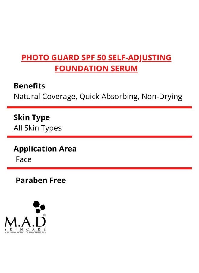 M.A.D Skincare M.A.D Skincare Photo Guard SPF 50 Broad Spectrum Self-Adjusting Foundation Serum - Neutral - by Maximum Active Dermaceuticals  - Image 2