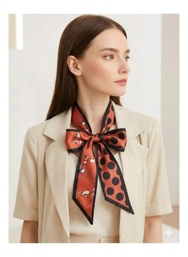 VEILLE Elegant Patterned Satin Scarf – Women's Neck Wrap Stylish and Modern Complementary Accessory, The Best Gift.