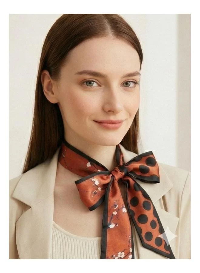 VEILLE Elegant Patterned Satin Scarf – Women's Neck Wrap Stylish and Modern Complementary Accessory, The Best Gift.
