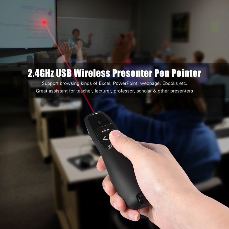 2.4GHz إشارة لاسلكية USB لعرض باوربوينت PPT مع قلم قلب ومؤشر ومضغّط ومقدّم مع مستقبل مدمج وسيط تحكم عن بعد بإشارة حمراء للمعلم والمحاضر والأستاذ والمحقق - Image 1