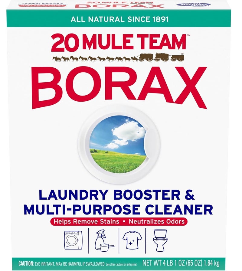 BORAX بوركس 20 مول تيم معزز المنظفات الأبيض 1.84 كجم - معزز الغسيل الطبيعي، منظف منزلي متعدد الاستخدامات، مزيل البقع، مزيل الروائح للمنزل والغسالات - Image 1