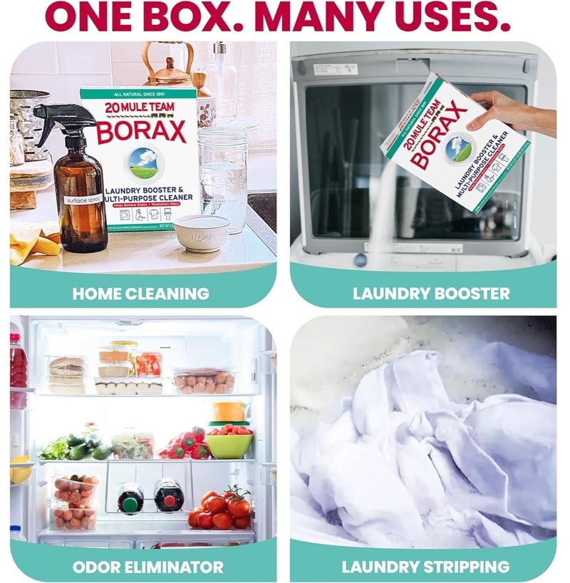 BORAX بوركس 20 مول تيم معزز المنظفات الأبيض 1.84 كجم - معزز الغسيل الطبيعي، منظف منزلي متعدد الاستخدامات، مزيل البقع، مزيل الروائح للمنزل والغسالات - Image 2