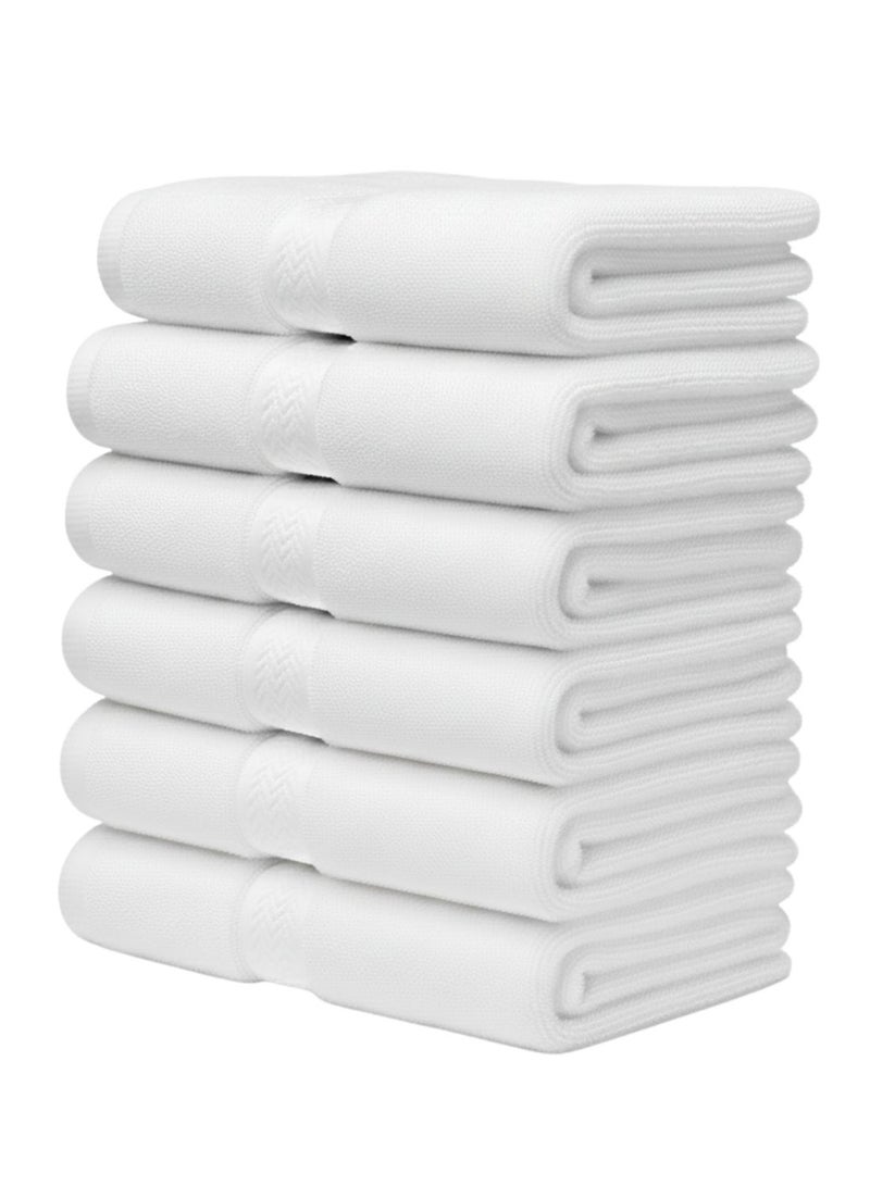 1Chase Set of 6- 100% Cotton Luxury Hand Towel. Ultra Soft and Highly Absorbent, Hotel & Spa Quality Hand Towels - Perfect for Bathroom, Gym, and Spa, White,40x75CM - Image 1