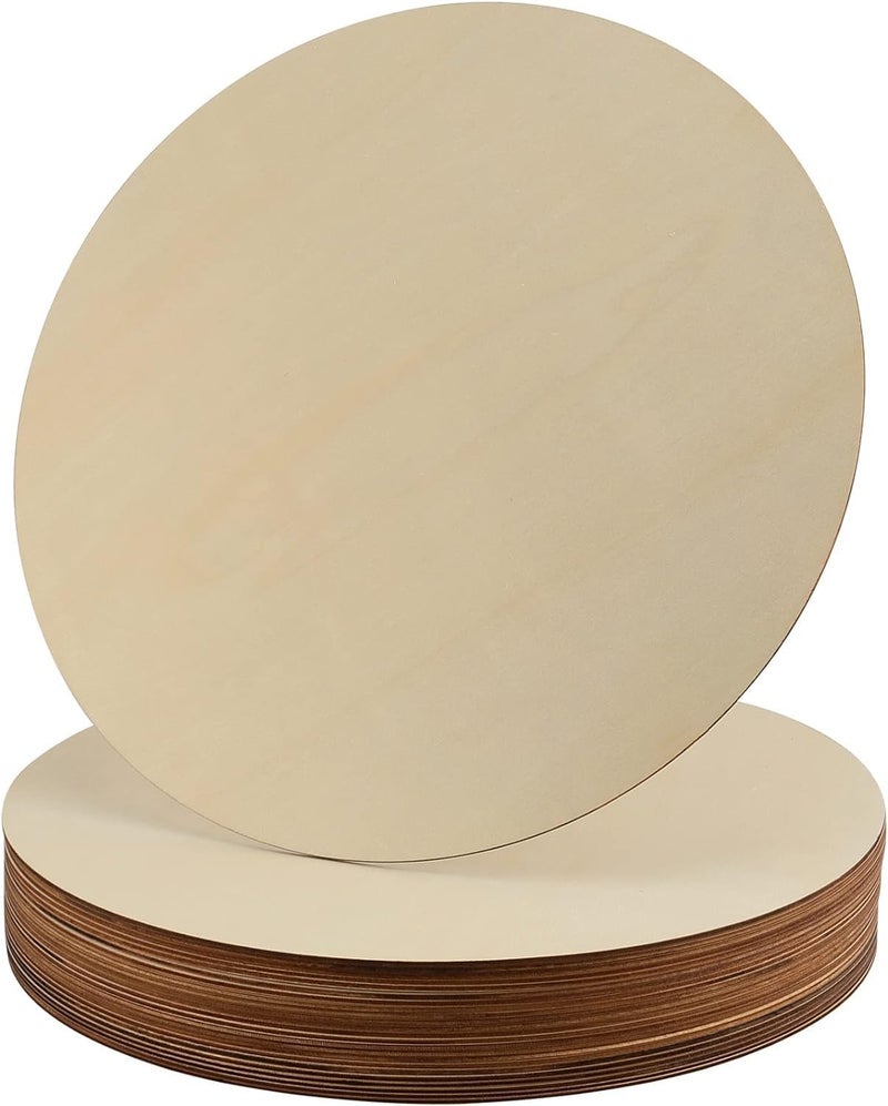 BPA® 24 PCS 15 Inch Wood Circles, Unfinished Blank Wooden Rounds Slice Wooden Cutouts for Crafts, Door Hanger, Wood Sign, Wood Burning, Painting, DIY Christmas Décor, 0.1 Inch Thick - Image 1