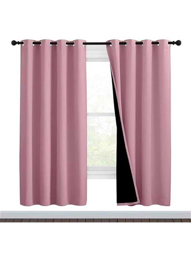 Arabest Crystal Pink Full Shade Curtain Panels, Pair of Thermal Insulated & Energy Efficiency Blackout Curtains for Living Room Windows, Lined Silky Performance Window Dressing (46 Wide x 72 Long) - Image 1