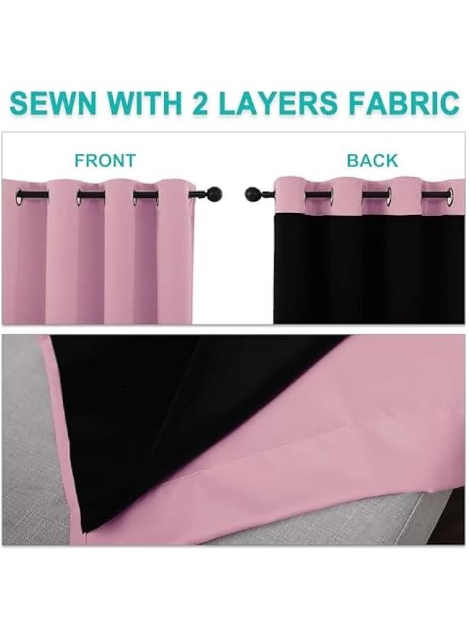 Arabest Crystal Pink Full Shade Curtain Panels, Pair of Thermal Insulated & Energy Efficiency Blackout Curtains for Living Room Windows, Lined Silky Performance Window Dressing (46 Wide x 72 Long) - Image 5