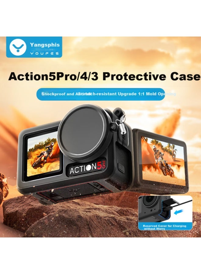 Youfes Protective Case Silicone Cover For Dji Action 5 Pro/4/3 Osmo Pocket Camera Lens Screen Protector Accessories Scratch-resistant Wear-resistant Anti-collision Anti-drop - Image 1