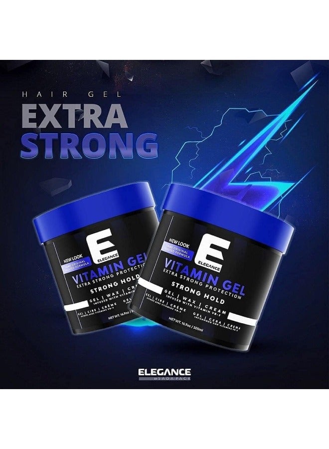 Elegance Vitamin Gel, 8.45 Oz, Infused with Vitamin Pro-VB-5, Strong Hold Gel, Maximum Hair Protection and Natural Long Lasting Shine - Image 2
