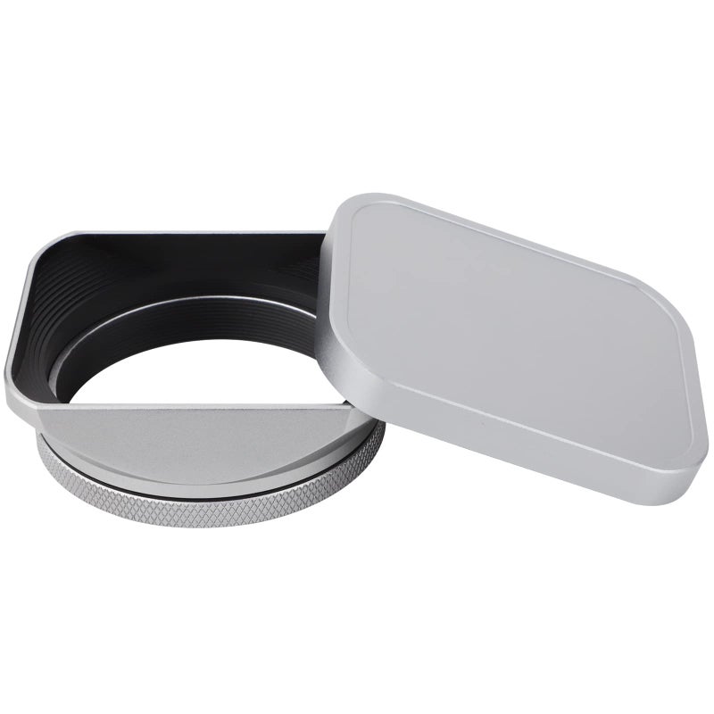 Haoge LH-X200S Square Metal Lens Hood with 49mm Adapter Ring Metal Cap for Fujifilm X100VI Fuji X100V X100F X100T X100S X70 Fuji Photo Camera Accessories Silver - Image 1