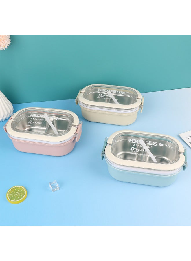 Compartment Stainless Steel Lunch Box Student White-collar Special With Meal Lunch Box Canteen Meal Office Worker Lunch Box-Specifications:Light Blue  - Image 1