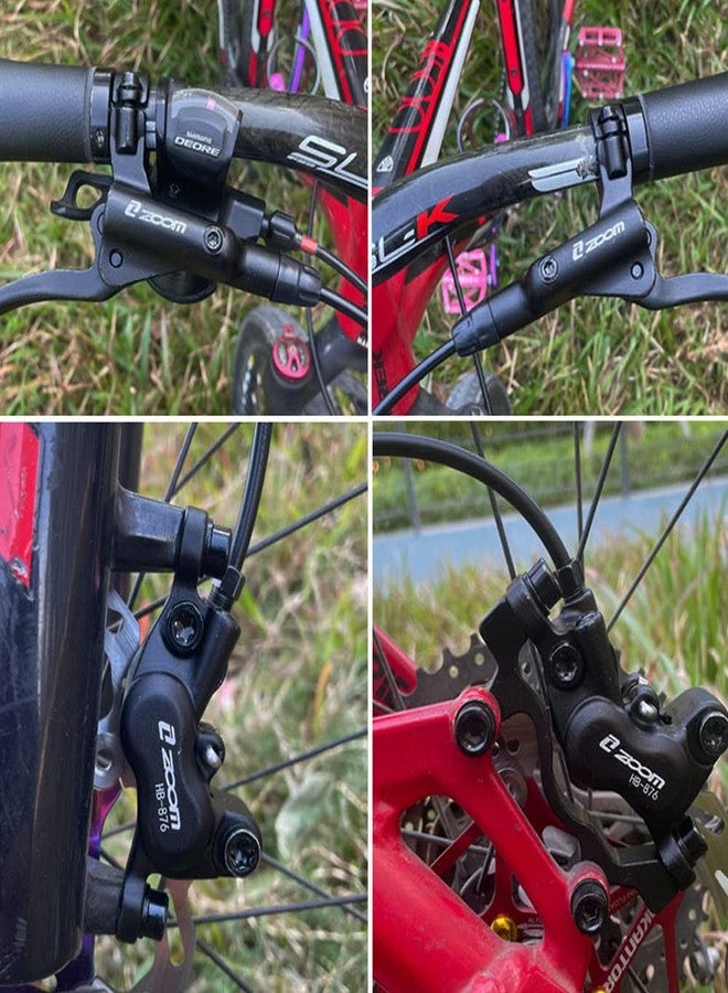 JFOYH zoom HB876 4-Piston Pre-Bled Hydraulic Disc Brake Set for Mountain Bike, Bike Disc Brake Kit with 160mm Rotors, Front and Rear Levers(PM Adapter Included) - Left-Front&Right-Rear - Image 5