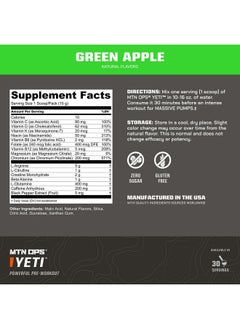MTN OPS MTN OPS Yeti Pre-Workout Powder Energy Drink with Creatine, 200mg Caffeine & BCAAs with Beta Alanine, 30-Serving Tub, Green Apple  - Image 2