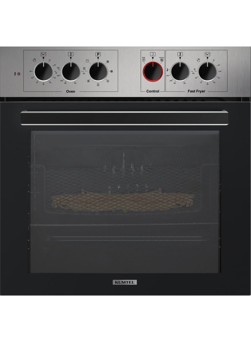 Kumtel Built-in Oven, Electric, 60 cm, 60 Liters, Grill, Convection Fan, B66-MFR93 - Silver
