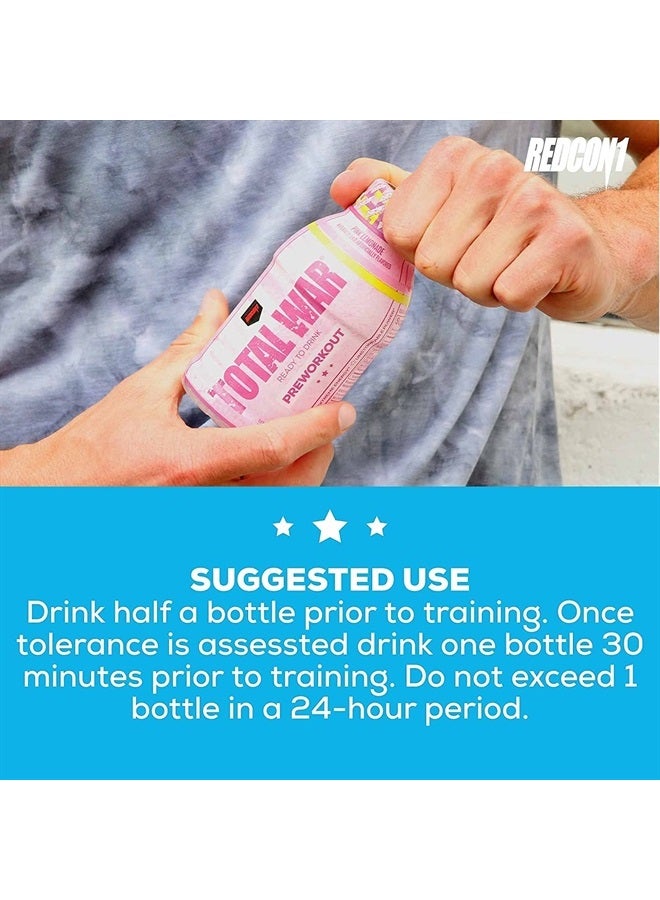 REDCON1 Total War Ready to Drink Pre Workout - Endurance Boosting, Keto Friendly RTD Formula - Amino Acid + Citrulline Malate Pre Workout Drink for Men & Women (Rainbow Candy, 12 Servings) - Image 3