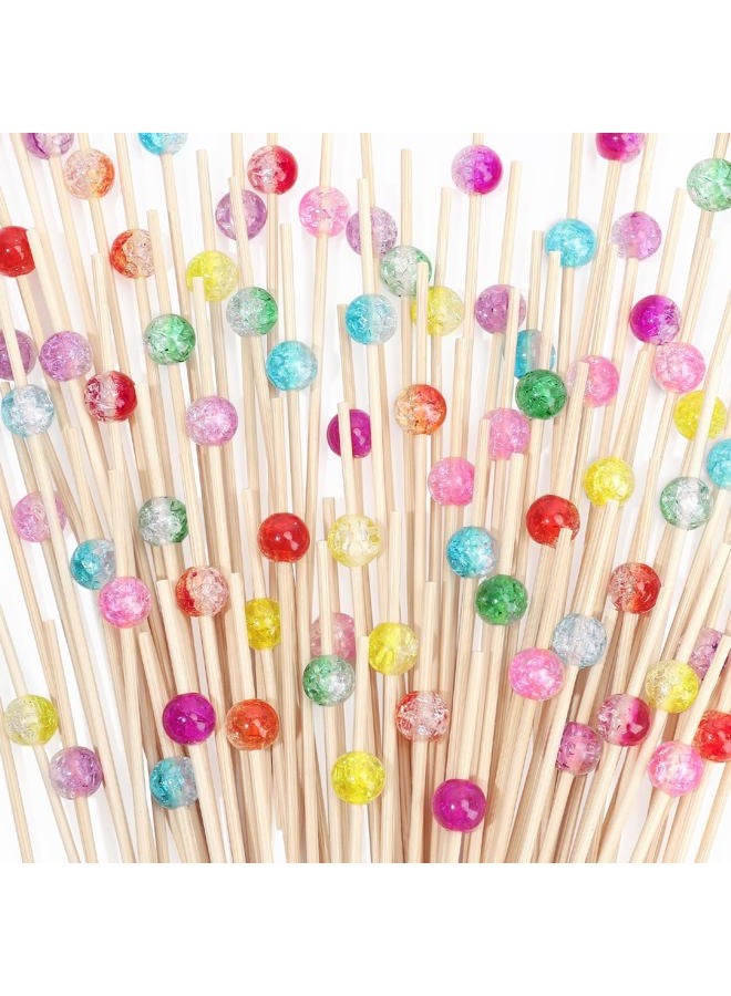 Vicuna R 200PCS Cocktail Picks, Colored Pearl Fancy Toothpicks for Appetizers, 4.7 IN Long Decorative Bamboo Skewers, Wooden Garnish Sticks for Food Drinks Fruit Charcuterie Boards Accessories Party Supplies - Image 1