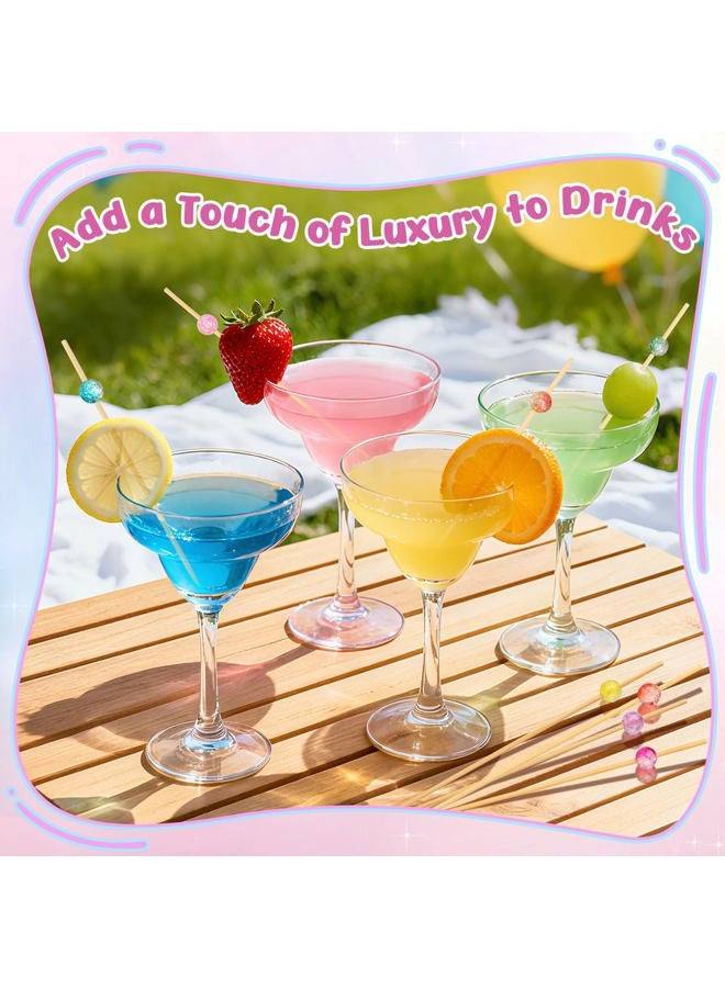 Vicuna R 200PCS Cocktail Picks, Colored Pearl Fancy Toothpicks for Appetizers, 4.7 IN Long Decorative Bamboo Skewers, Wooden Garnish Sticks for Food Drinks Fruit Charcuterie Boards Accessories Party Supplies - Image 4