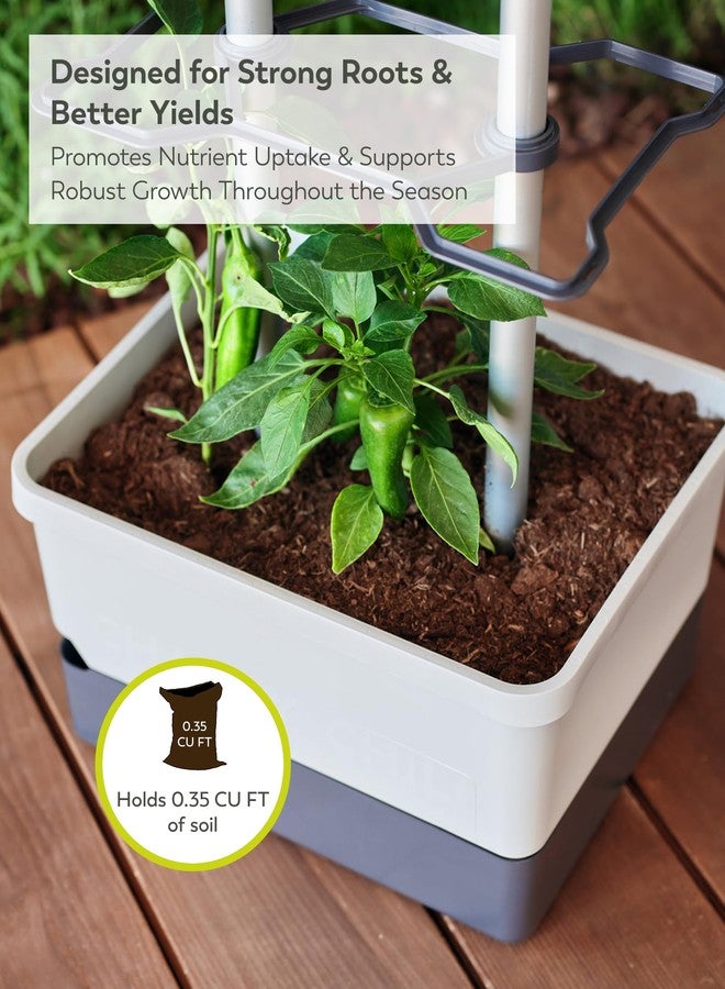 BUZZY Seeds Charly Chili Vertical Garden Tower - 1.2 Gal Self-Watering Reservoir, .35 Cubic ft Soil, Sturdy Trellis Support - Grow Chili, Bell Peppers & Eggplants - Light Gray - Image 5