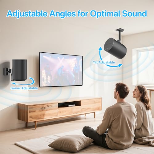 Yibracki Heavy Duty Wall Mount for Sonos Era 100, Era 100 SL – Tilt & Swivel Adjustable Speaker Bracket for Sonos Era 100 Ceiling Mount, Wall or Ceiling Mount, Space-Saving, Easy to Install, Black - Image 5
