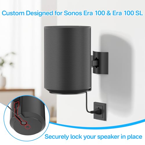 Yibracki Heavy Duty Wall Mount for Sonos Era 100, Era 100 SL – Tilt & Swivel Adjustable Speaker Bracket for Sonos Era 100 Ceiling Mount, Wall or Ceiling Mount, Space-Saving, Easy to Install, Black - Image 4