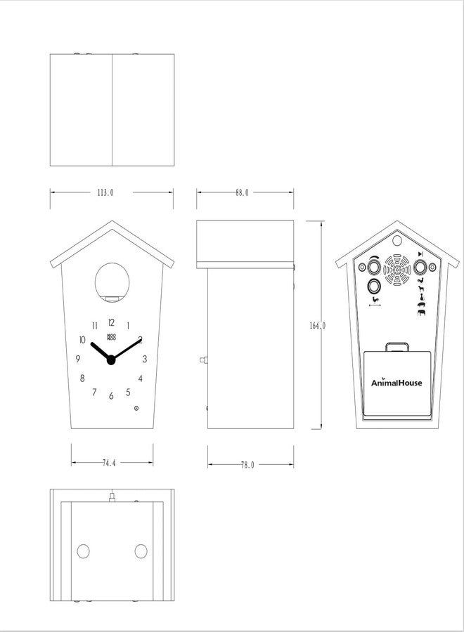 KOOKOO AnimalHouse Blue, Small Cuckoo Clock with 5 Farm Animals Sounds (Natural Field Recordings) - Image 3