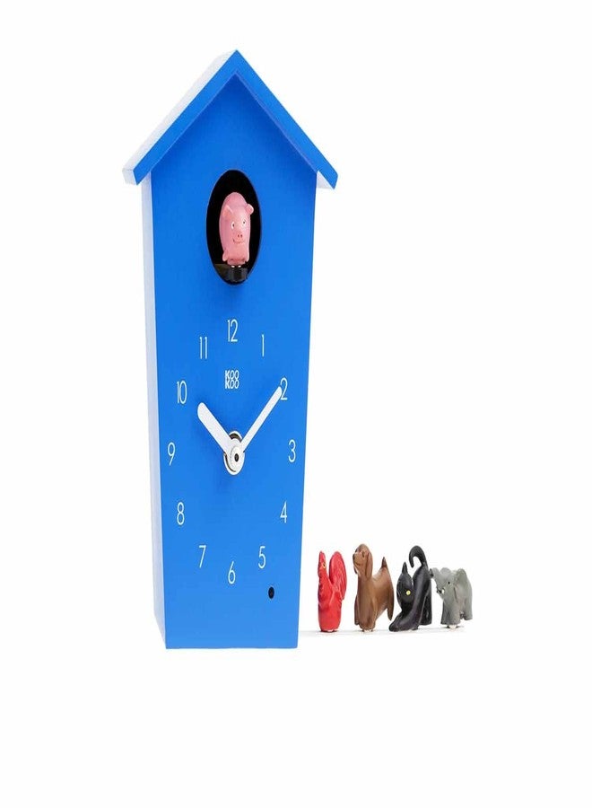 KOOKOO AnimalHouse Blue, Small Cuckoo Clock with 5 Farm Animals Sounds (Natural Field Recordings) - Image 1