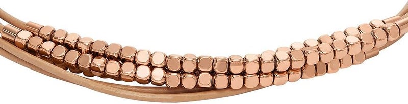 فوسيل سوار Fossil All Stacked Up للنساء بسلسلة من الجلد البني، طول السوار 216 مم، عرض 2 مم، JF04472791، مقاس واحد، مصنوع من الفولاذ المسبوك - Image 4