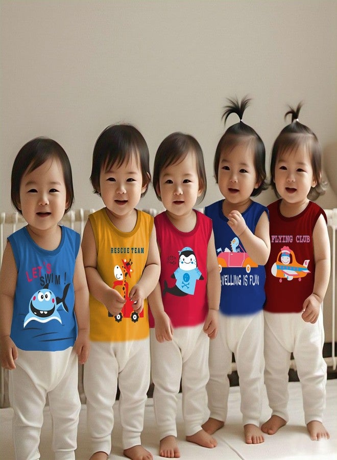 Toddylon Baby Boy's & Baby Girl's T-Shirt Regular Fit Tshirts Cotton Printed Sleeveless Tee Shirts Summer Top (Tshirts Only) (Multicolor, Pack of 4) (2 Years - 3 Years) - Image 4