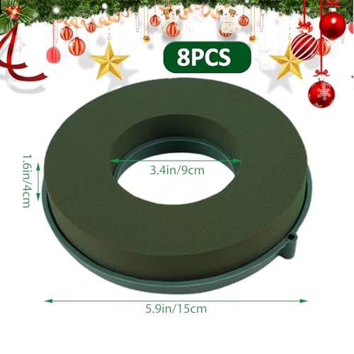 ZOFORTY 8PCS Floral Foam Rings 6 Inch Round Floral Wet Foam Ring Flower Arrangement Kit for Florist Wedding Foam Decoration Green - Image 3