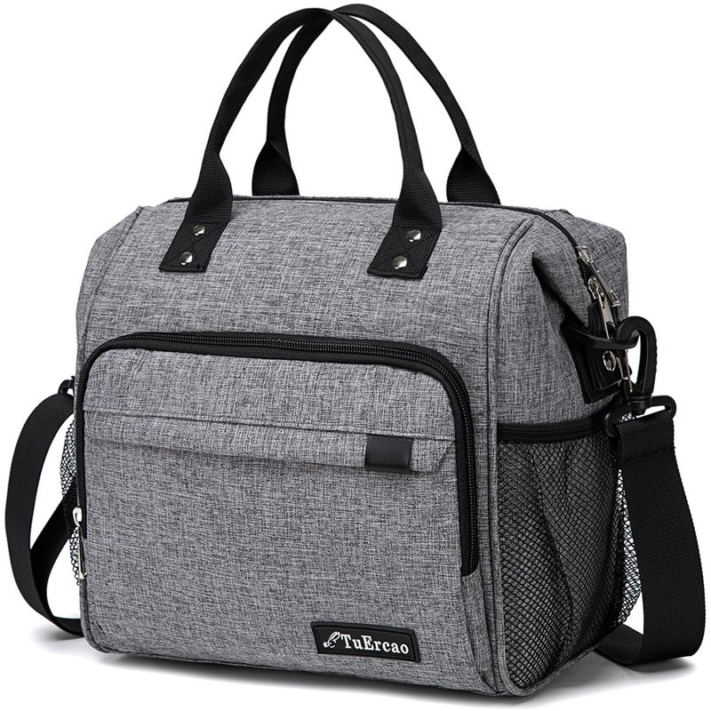 TuErCao Insulated Lunch Bag Soft Cooler Bag for Beach Travel Picnic Adult Lunch Box for Women for Work Dark Grey