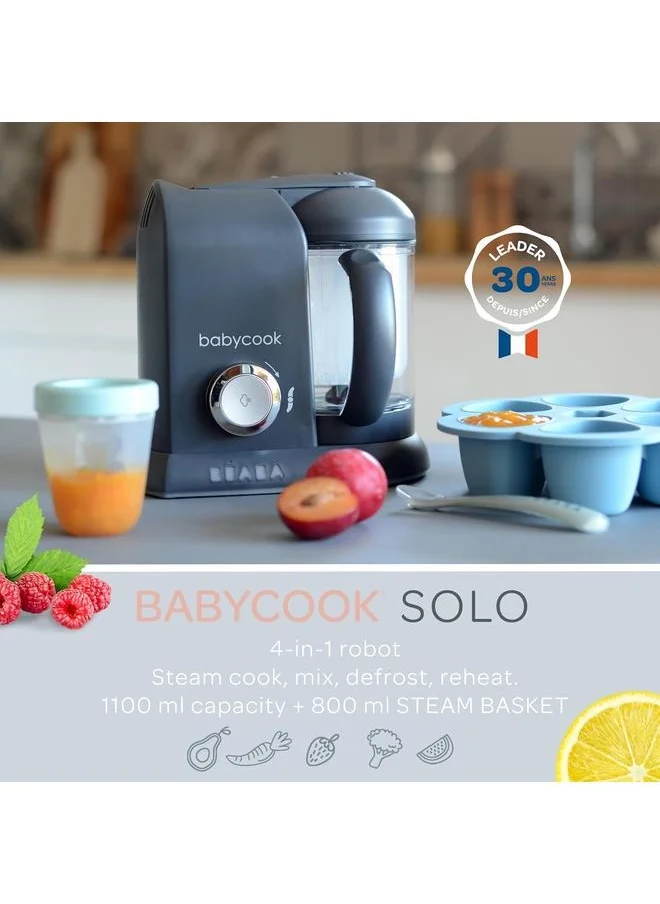 بيابا Babycook Solo 4-In-1 Baby Food Maker And Steamer, Dark Grey