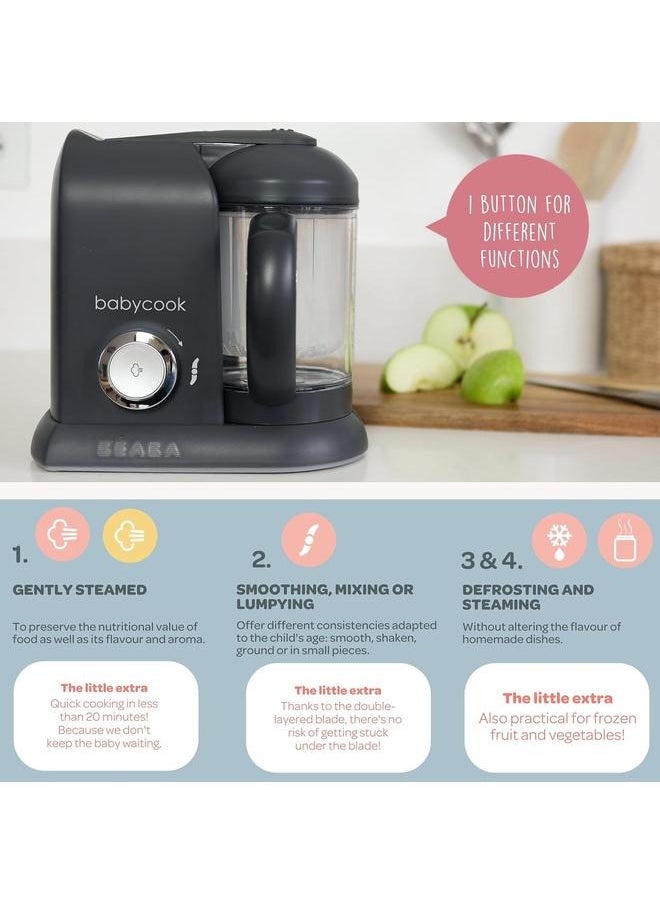BEABA Babycook Solo 4-In-1 Baby Food Maker And Steamer, Dark Grey  - Image 3