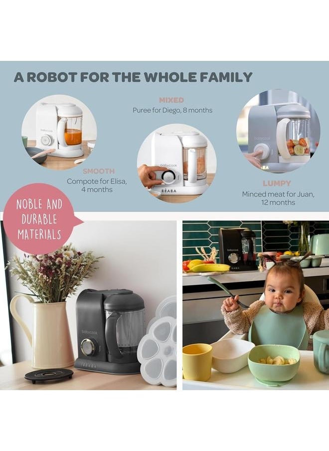 BEABA Babycook Solo 4-In-1 Baby Food Maker And Steamer, Dark Grey  - Image 4