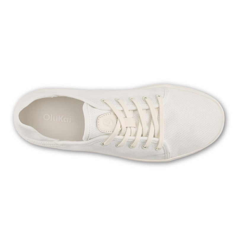 OLUKAI Pehuea Li Women's Lace-Up Sneakers, Casual Everyday Shoes with Drop-In Heel, Lightweight & Breathable Mesh Design, All-Day Comfort & Support, Bright White/White Sand, 8 - Image 5