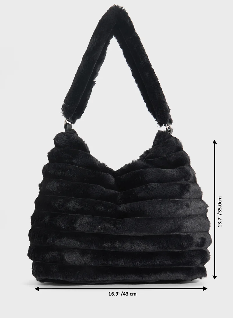 Skinnydip London Fluff Noir Hobo