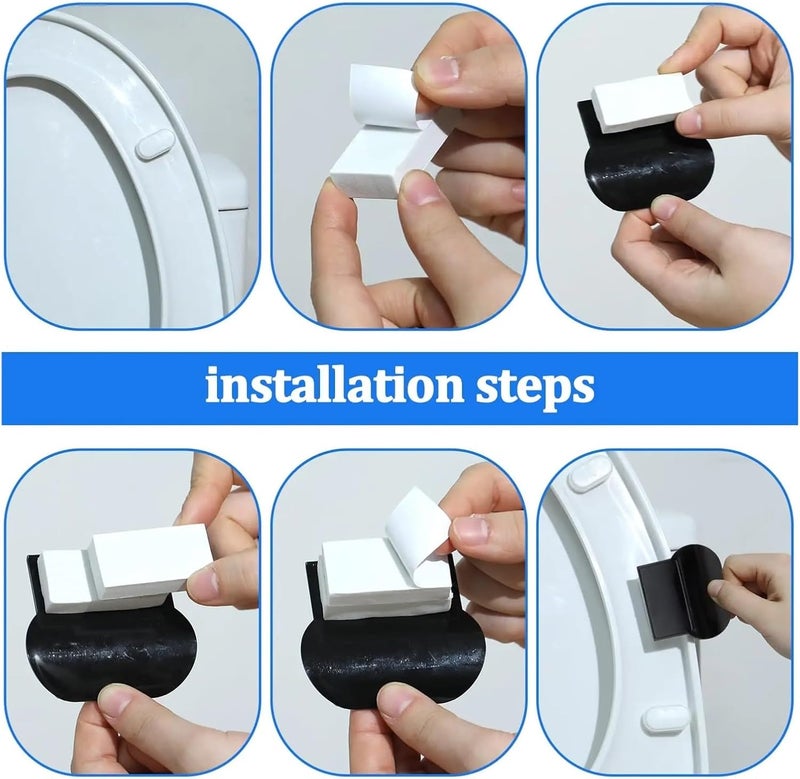 40PCS Toilet Seat Tab, Sticky Lid Lifter, Adjustable Avoid Touching Toilets Handle, Suitable For Office, School, Home, Hotel(Black) - Image 5